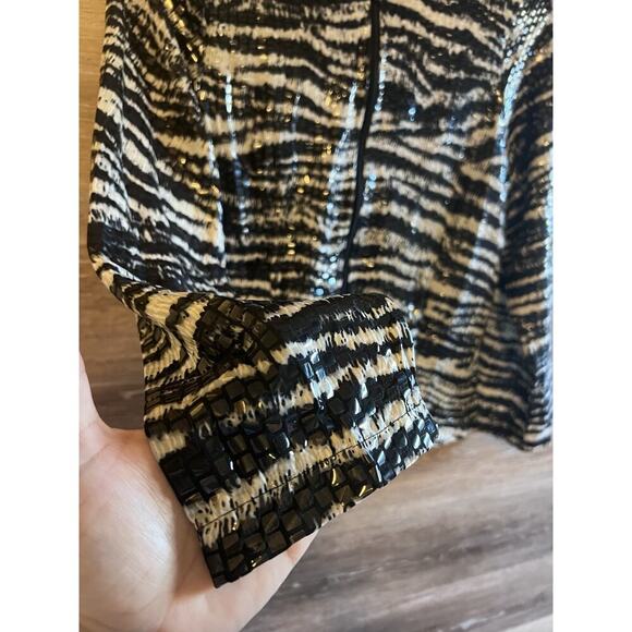 Office Career Zebra Jacket Sz Small Elegant Zipper Timeless Classic - Picture 6 of 10